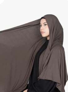 1件装女士经典纯色长披肩，优雅休闲流苏围巾，优质针织莫代尔面料，头巾式头巾，适合日常生活、旅行和聚会等场合。