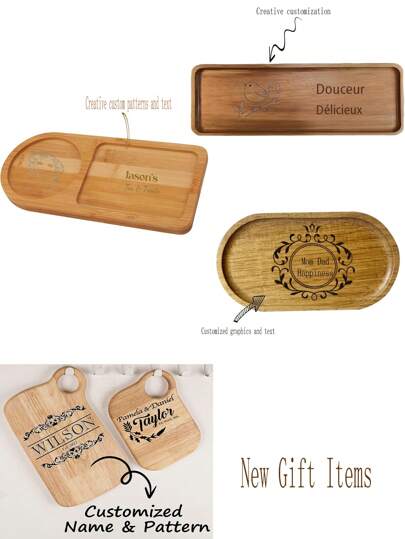 Cutting Board, Fruit Board, Serving Board, Platter, Tray, ​Chopping Board,Breadboard,Pizza Board,Fruit Board​,Serving Tray​, Customized Patterns And Text,Made Of High-Quality Material, Multifunctional, Elegant And Stylish