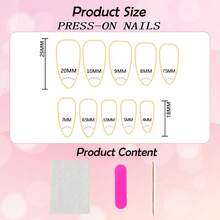 DAlmond Pr On Nails Medium  On Nails Gold French Fake Nails 3D Gold Lines And Pearl Acrylic Nails Nude Translucent Nails Pr Ons Simple And Reusable Stick On Nails For Women 24 Pcs7001 - vàng-2 - Xem 6