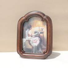 SUSUZUKU 1pc Vintage Retro Resin Picture Frame, American/European Countryside Style, Dark Wood Color Background Home Decor Photo Frame