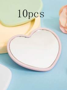 10 piezas de espejos de maquillaje en forma de corazón, espejos de maquillaje portátiles para viajes, espejos de maquillaje mini, regalos portátiles para mujeres y niñas, decoraciones del Día de San Valentín, maquillaje, barato, decoración de habitación, tocador, viaje, dormitorio, accesorios de maquillaje, espejo, espejo de tocador, mini espejo, espejo compacto, espejo pequeño, espejo de mano