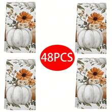 2/4/6/48 piezas Toallas de cocina/manos suaves con estampado de calabaza y floral, multiusos, paños de cocina de secado rápido, adecuados para la cocina, celebraciones, bodas, decoración y talla grande - Multicolor - Ver 15