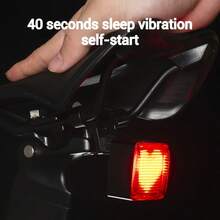 DIY Pattern Bicycle Taillights, Smart Bicycle Taillights, Multiple Modes, With Brake Sensor, -COB LED, Long Battery Life - Riding Safety Accessories - Black - View 2