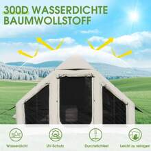 8-Personen Luftzelt mit Luftpumpe, Allwetter-Blow-Up-Zelt mit Privatschieber, Schnellaufbau-Familienzelt für Glamping, Wandern, Angeln und Garten