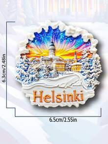 1 件挪威、冰岛、芬兰简约美丽冬夜极光磁性冰箱贴，旅行纪念品家居装饰 - 彩色 - 查看 17