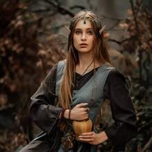 镶钻皇冠头饰，适合万圣节服装派对，柔软的仙女耳朵皇冠发箍，魔法森林主题花朵头饰，非常适合文艺复兴集市和奇幻服装配饰 - 彩色 - 查看 5