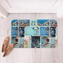 海岸海洋浴室地毯海滩主题浴室垫，海洋动物印花淋浴地毯，海星螃蟹拖鞋浴室地毯房间和家居装饰防滑橡胶背衬地毯适用于淋浴浴缸卧室 - 24 英寸 X 16 英寸，30 英寸 X 18 英寸入口装饰 - Multi 18 - 查看 1