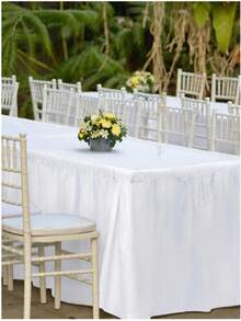 1 pieza, falda de mesa de plástico, mantel rectangular grande de 29.11 x 168.11 pulgadas, falda de mesa desechable, suministros para fiestas de boda y cumpleaños - Multicolor - Ver 6