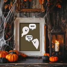 Set Of 3 Cute Ghost Halloween Wall Art Prints, Pink Aesthetic Ghost Poster Set For Bedroom, Living Room, Entryway, Holiday Hosting Decor, Halloween Sign Art For Girl Room Decor, Unframed Canvas Printable Wall Decor, Halloween Fall Autumn Home Decoration, Home Decor Living Room, Pink Halloween Decor