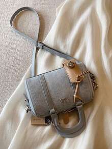 2025新款时尚铂金蓝海洋枕头手提包，女士百搭波士顿托特包，时尚高端单肩斜挎包，适合作为礼物 - 淺藍色 - 查看 7