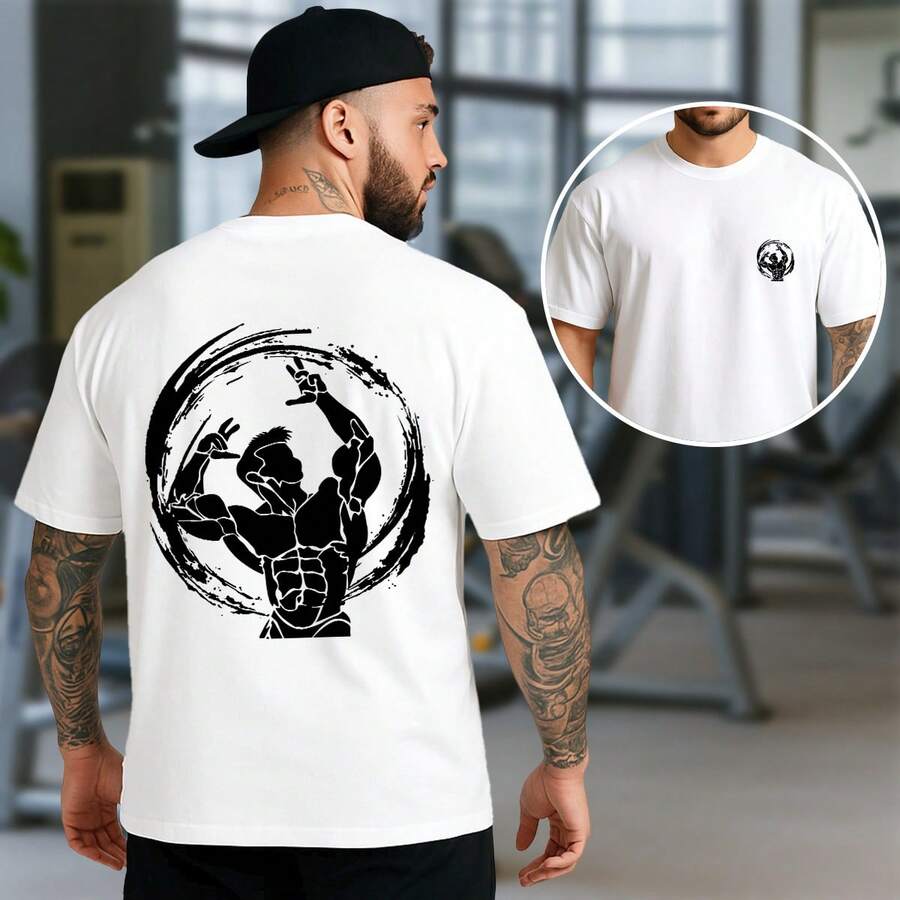 Oversized T-Shirt Premium Mesh Maromba Print Bodybuilder Art Minimalist Streetwear Men's