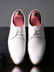 أكسفورد جلد بولي يوريثان لامع للرجال، أنيق بطراز بريطاني كاجوال رسمي