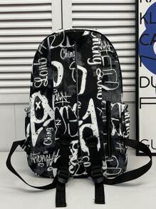 Fashionable Classic Graffiti Ladies' Backpack, Large Capacity, Foldable, Multi-Compartment, Suitable For Outdoor Activities, Short Trips, Hiking, And School.