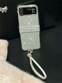 Luxury 3D Rhinestone Butterfly Water Ripple Folding Phone Case With Bowknot Pendant Compatible With Samsung For Galaxy Z Flip7 6 Z Flip 5 Z Flip 4 Z Flip 3 INS Clear PC Hard Protect Back Cover - Drill Rope - View 4