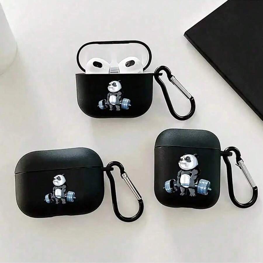 Funda protectora anti-caída para auriculares Bluetooth con diseño de oso de levantamiento de pesas, resistente a arañazos y caídas, adecuada para el estuche de auriculares Bluetooth - Multicolor - Ver 1