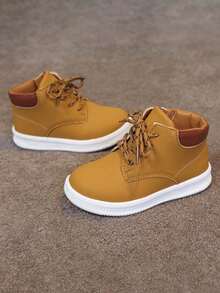 1 Paio di Stivali Piatti Unisex alla Moda, Comodi Stivali per Bambini Ammortizzanti e Antiscivolo, Adatti per Uso Quotidiano e Attività all'Aperto in Primavera e Autunno - Giallo - Visualizzare 5