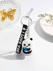 Cute 1pc Black Heart Shaped Waving Bear Design Pvc Keychain Valentine's Day Valentines Souvenir School Car Accessories Goth Y2k Christmas Gift Ideas Bag Accessories Lanyards With Id Holder Car Accessories Bag Charms