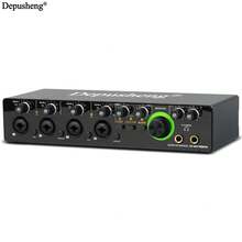 Depusheng Audio Interface MD44 Sound Card AD Converter With Monitoring Electric Guitar Live Recording For Studio Singing Podcast - màu đen - Xem 1