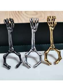 1pc Personalized Hand Bone Smoking Ring, Cigarette Holder With Skull Pattern Ring Holder, Adjustable Opening To Prevent Hand Burning And Yellowing - Multicolor - View 2