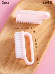 2 pezzi Spazzola per unghie, Spazzola per pulire le unghie, Spazzola per la pulizia delle mani, Spazzola per scrubbing di dita e piedi, Spazzolino per pedicure e unghie, Set di spazzole per la pulizia, Trasparente