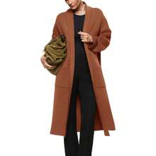 Womens Long Sleeve Maxi Cardigan Open Front Oversized Knitted Sweater Coat Casual Lapel Warm Overcoat With Pockets - Nâu đỏ - Xem 1
