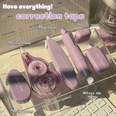 5 Packs Gradient Correction Tape Portable Student-Friendly Cute Stationery Eraser Smooth Modification Continuous Correction Pen