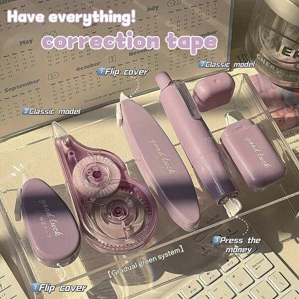 5 Packs Gradient Correction Tape Portable Student-Friendly Cute Stationery Eraser Smooth Modification Continuous Correction Pen