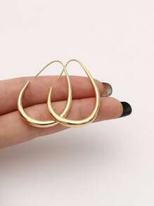 Elegant Stainless Steel Hollow Water Drop Design Hoop Earrings, Suitable For Women Casual Wear