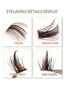 Rikuaild 150pcs D-Curl Sparse Brown Cluster False Eyelashes, Cartoon Style, Fluffy Individual False Lashes, Natural Brown Soft False Eyelashes, DIY Eyelash Extension Makeup - D - Xem 4