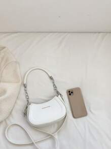 链条肩带斜挎包休闲百搭日常女士单肩包 - 白色 - 查看 4