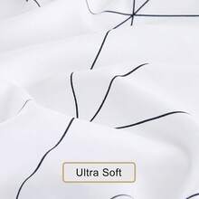 Best Season 4 Piece Bed Sheet Set - Full Size - Soft Microfiber Bedding Sheet Set, Deep Pocket, Stain, Fade & Wrinkle Resistant (Plaid Black & White), Luxury Comfortable - 幾何白 - 查看 5