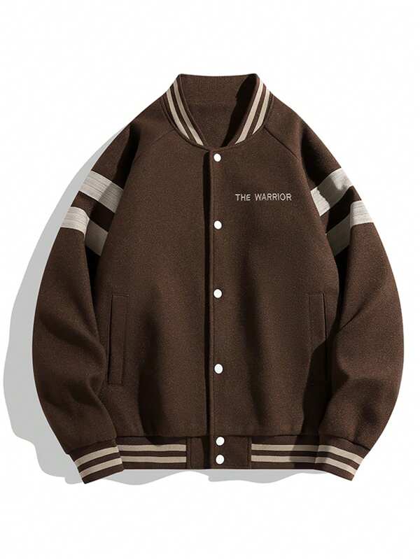 Nueva chaqueta de béisbol casual y holgada de estilo japonés con bordado para hombres, ideal para otoño/invierno