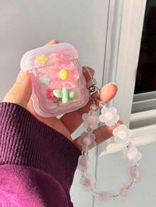 Summer Wavy Edged 3D Flower Design Protective Cover Case For Airpods. Summer Dopamine - 粉色 - 查看 14