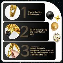 108pcs Black & Gold Balloon Arch Kit, Includes Chrome Black & Gold Metallic Balloons, Suitable For Graduation, Baby Shower, Boy/Girl Birthday, Prom, New Year, Wedding Party Decoration - Black Gold - View 3