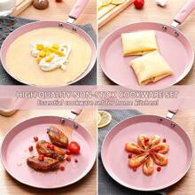 Juego de sartenes antiadherentes, juego de sartenes de fondo plano antiadherentes, juego de utensilios de cocina rosa con revestimiento antiadherente, juego de cocción antiadherente de 25,4 cm, 20,3 cm y 15,2 cm apto para todo tipo de cocinas (rosa), suministros para cena familiar, suministros para fiestas