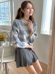 1 件女童休闲厚套头衫，秋冬季舒适温暖，柔软舒适的纯色毛衣 - 适合温暖的日子和寒冷的夜晚