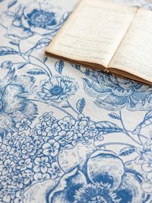 1 件蓝色花卉流苏桌布，复古风格，带流苏，涤纶纤维材质，可水洗，适用于床头柜、餐桌、咖啡桌、沙发套、农舍家居、家庭用餐、厨房、晚餐、派对、感恩节、秋季装饰、四季装饰 - 藍色 - 查看 20