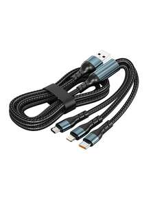 Durcord MFI Certified 3-In-1 MAX 120W Multi-Charging Cable With Excellent Durability, Type-C Fast Charging, Perfect Compatible With Iphone, Android Phones, And Tablets,Compatible With Iphone 16/15/14/13/12/11/ S24/S23/S22/S21, - Blue Black - View 12