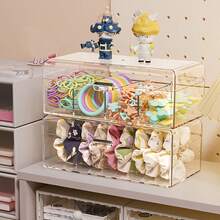 1pc Classic Polished Plastic Jewelry Storage Box With Snap Closure - Dustproof & Waterproof Transparent Desktop Organizer Box, Can Store Necklaces, Rubber Bands, Hair Clips, Hair Ties - Also Suitable As Desktop Jewelry Box, Cable Organizer Box, Small Card And Accessory Storage Box - Clear - View 6