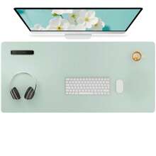 60 x 35 厘米真皮桌垫，真皮鼠标垫，电脑键盘一体式桌垫，大号鼠标垫，笔记本电脑游戏桌垫，高端桌垫，真皮书写学习防污清洁桌面，防滑护眼真皮桌垫，大号鼠标垫，防滑桌垫，防水PU真皮桌面保护垫，书写垫，适用于办公室和家庭（浅紫色）