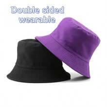 Custom Logo Versatile All-Match Solid Color Bucket Hat, Unisex Outdoor Summer Sun Protection Hat, Foldable - A - View 28
