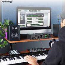 Depusheng Audio Interface MD44 Sound Card AD Converter With Monitoring Electric Guitar Live Recording For Studio Singing Podcast - màu đen - Xem 4