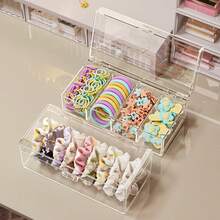 1pc Classic Polished Plastic Jewelry Storage Box With Snap Closure - Dustproof & Waterproof Transparent Desktop Organizer Box, Can Store Necklaces, Rubber Bands, Hair Clips, Hair Ties - Also Suitable As Desktop Jewelry Box, Cable Organizer Box, Small Card And Accessory Storage Box - Clear - View 5