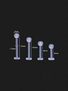 10PCS Invisible Clear Acrylic Lip Labret Tragus Cartilage Helix Piercing Replacement Soft Bar Body Jewelry Piercing - Clear - View 2