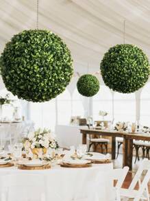 1 个人造米兰草球，绿色装饰，两种尺寸可选，人造植物，易于移除，易于护理，花园装饰，学校宿舍办公室装饰，户外派对活动节日生日派对装饰，婚礼季节