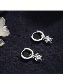 1 对银色或金色复古海龟环状耳环，海洋生物耳环，适合日常佩戴、节日、派对、沙滩耳环（无盒）