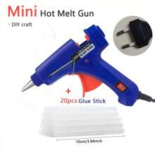 Heat Mini Glue Gun - 20W ( With 20pcs 100mm X 7mm) 7mm Stick Compatible, Ideal For Crafting And Home RepairsHobby, Crafts, Home Repair, Fabric, Wood, Glass, Card, Switch, For DIY Art Europlug Household Repair Tool With Thermo Heat