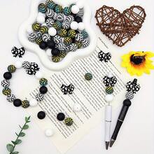 25/28/64pcs Wavy Dot Bow Silicone Bead Set - Perfect For DIY Keychain, Bracelet And Pen Accessories | Multiple Colors And Patterns, Keychain Accessories | Smooth Surface Beads - Beads & Bead Combinations - Bow Series - View 8