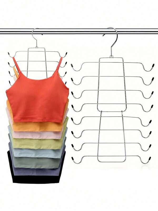 1pc Household Stainless Steel Folding Hanger, Underwear Underwear Drying Storage Rack Metal 8/4 Layer Underwear Bra Hook, Multi-Layer Thick Seamless Halter Vest Storage Rac