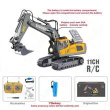 1台2.4G遥控工程挖掘机玩具，可充电逼真自卸车挖掘机推土机模型，节日或生日送给孩子的绝佳礼物